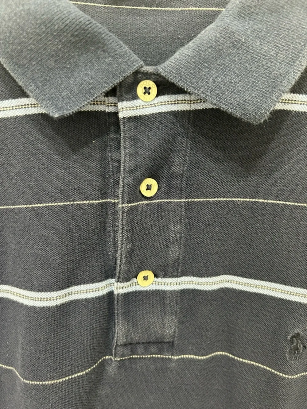 Polo Ralph Lauren Golf Polo Shirt Men’s XXL Blue Striped Short‎ Sleeve Pony